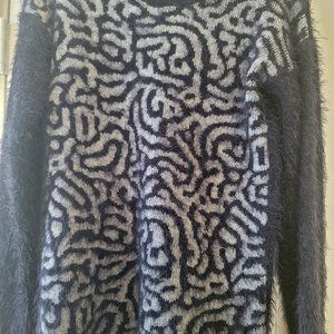 Saks Fifth Avenue black label  gorgeous black & grey sweater